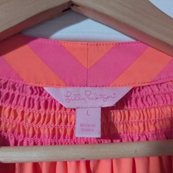 Lilly Pulitzer | Elsa Stiped Silk Top Pink/Orange - Picture 8 of 12